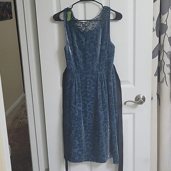 Anthropologie Moulinette Soeurs Lacy Velvet Silk Dress - Picture 7 of 7